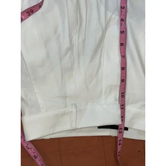 Jenni Kayne Riley Linen Blend Pleated Front Relaxed Fit Trouser Pants White Sz 4 - Picture 10 of 13
